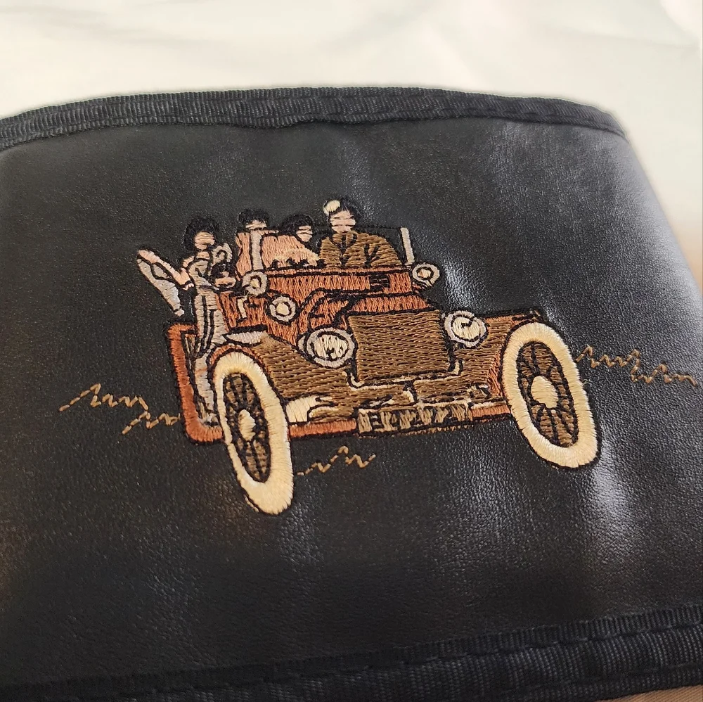 Vintage Black Wallet with Vintage Car Design